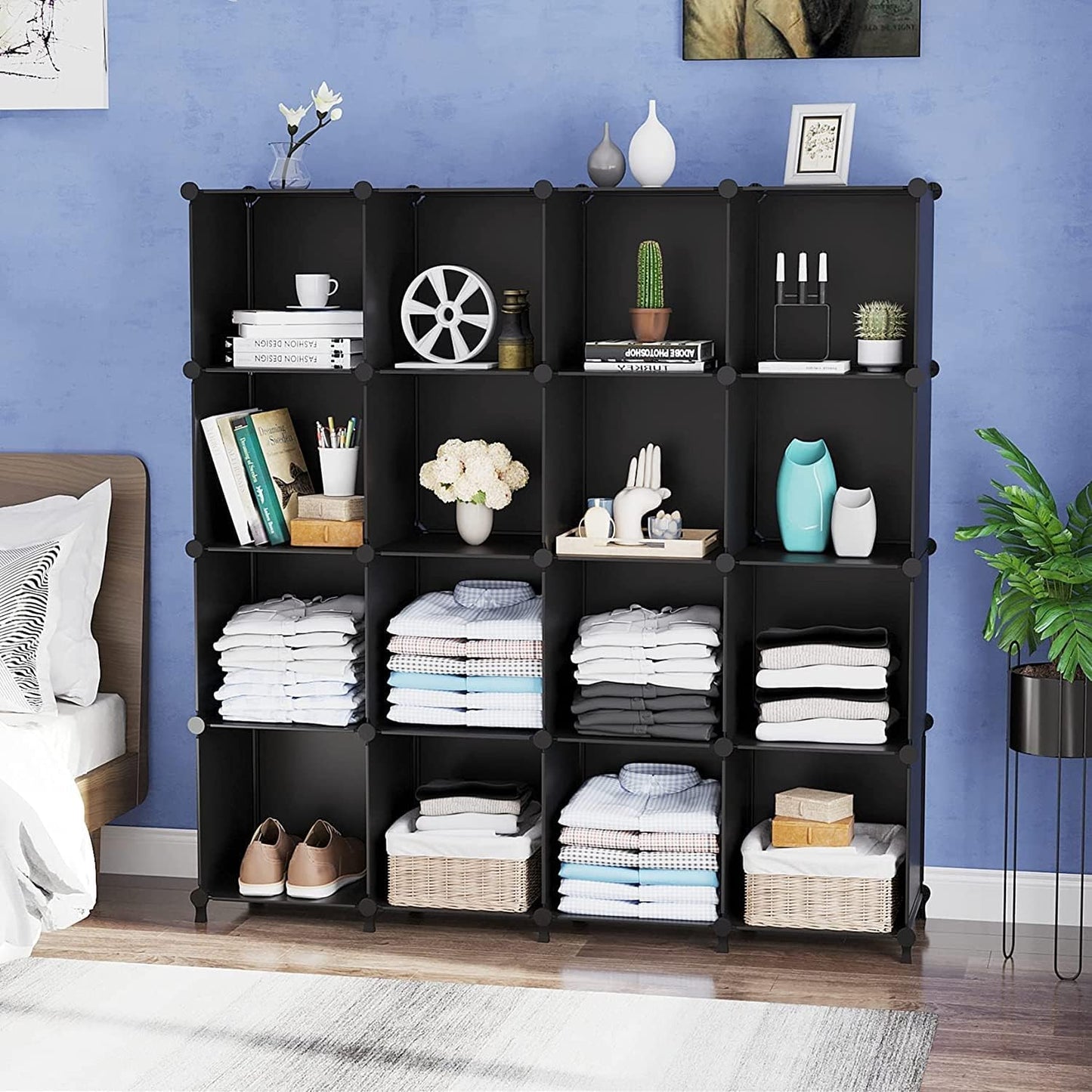 ULPZ017 Kleiderschrank mit 16 Würfeln, Schwarz