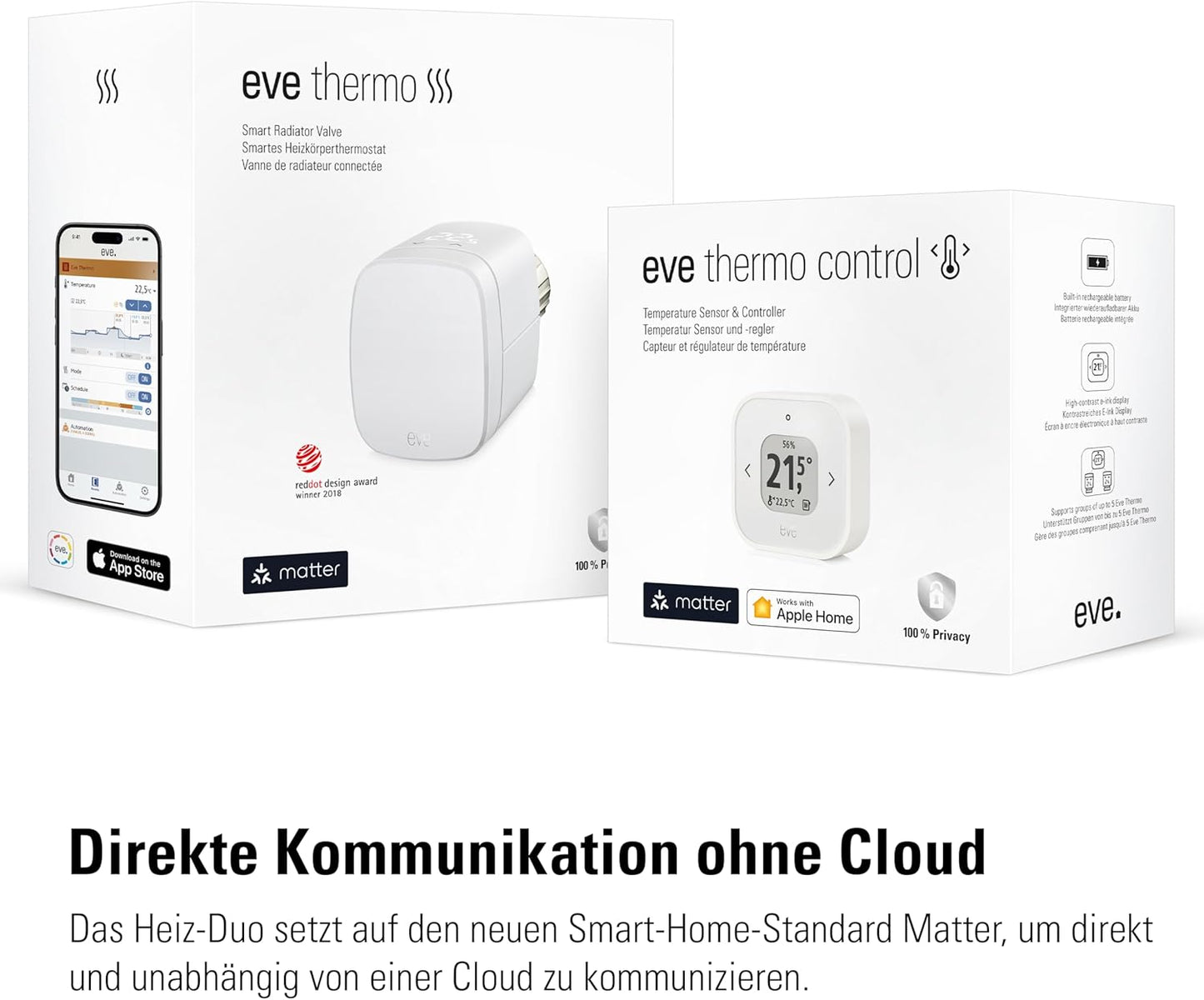 Thermo Raumkomfort-Set für 1 Heizkörper, Eve Raumkomfort-Set (Matter)