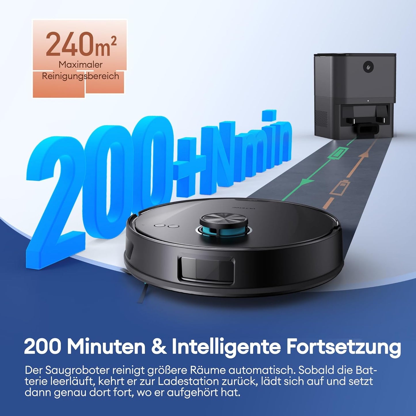 Saugroboter mit Wischfunktion, Schwarz