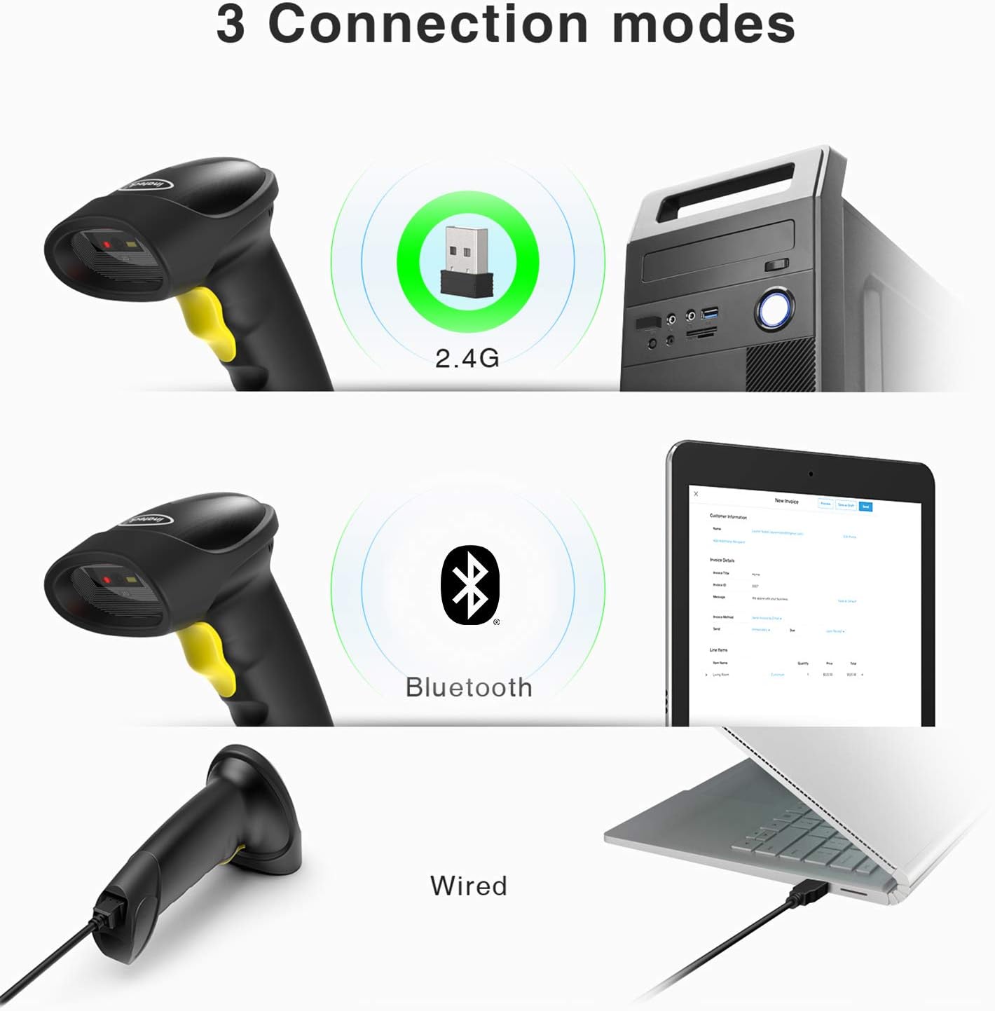 Barcode Scanner BCST-50 für 1D und 2D, 2D Bluetooth
