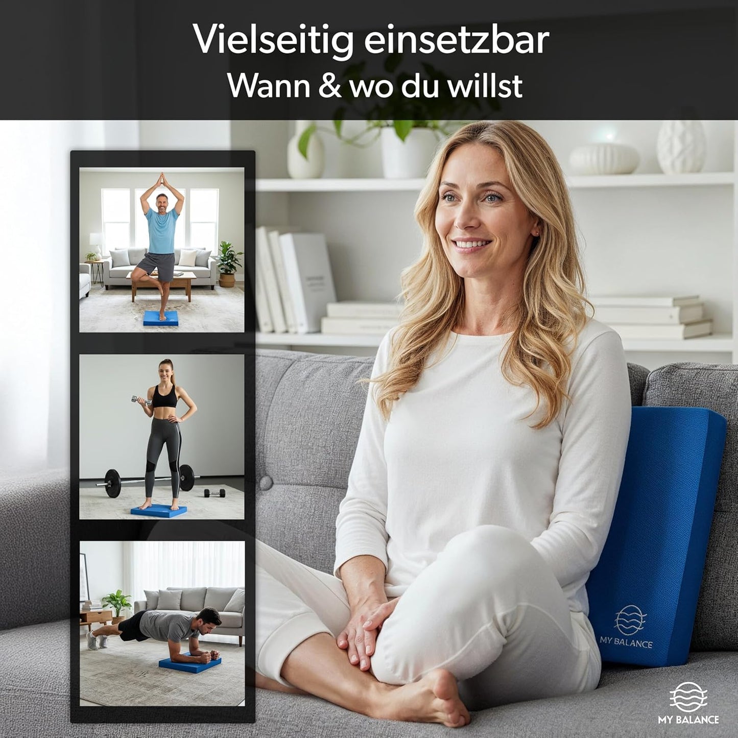Balance Pad mit Widerstandsband, Blau