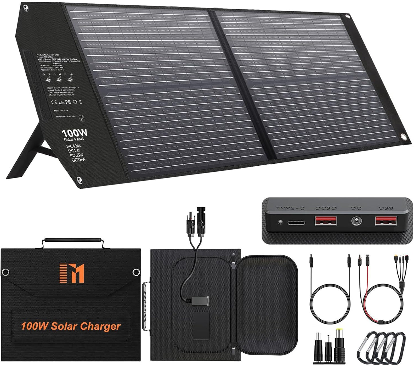 Faltbares Solarladegerät mit 5 Anschlüssen, 100W-NEW