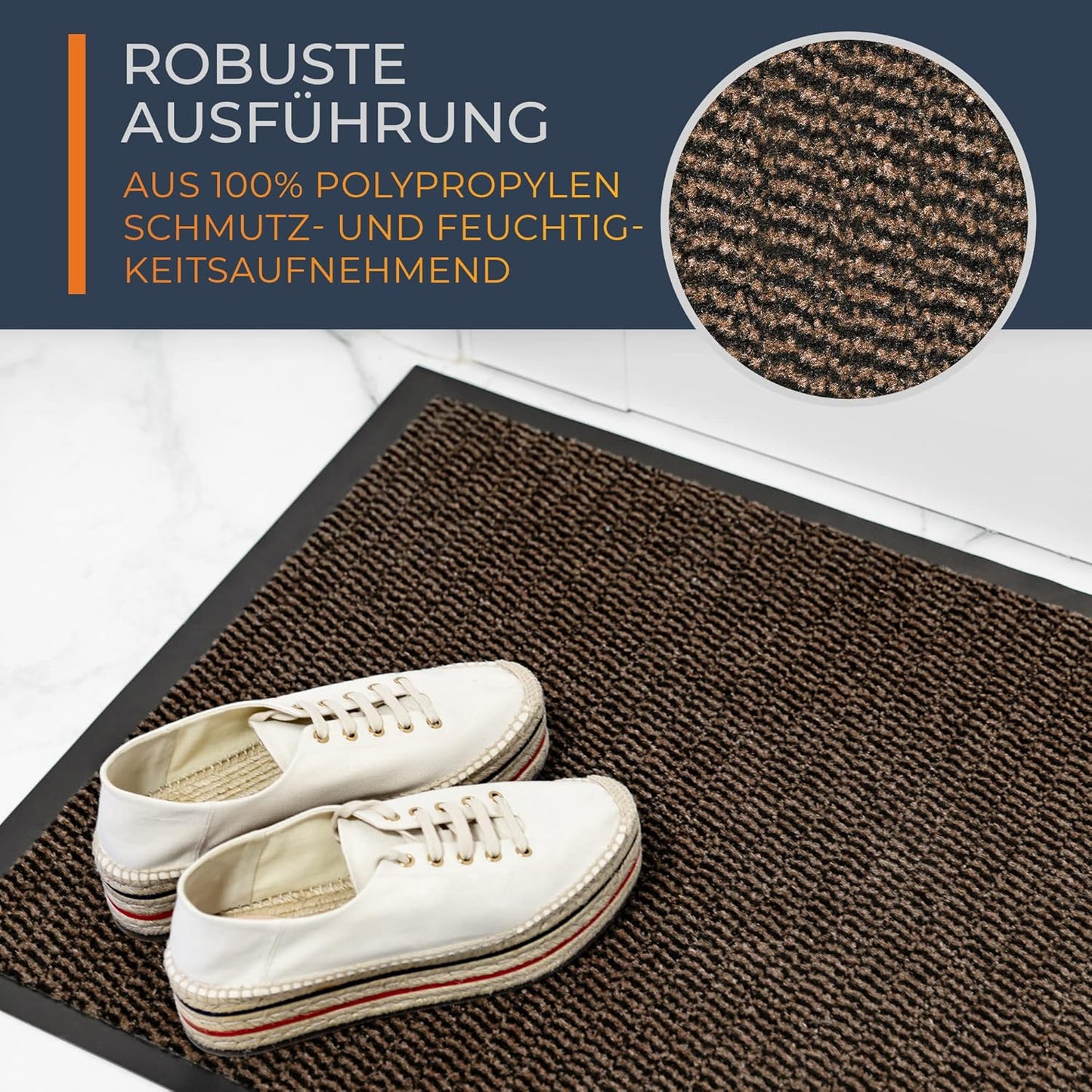 Schmutzfangmatte wasserdicht & waschbar, 60 x 90 cm, Beige, 90 x 60 cm (Rechteckig)