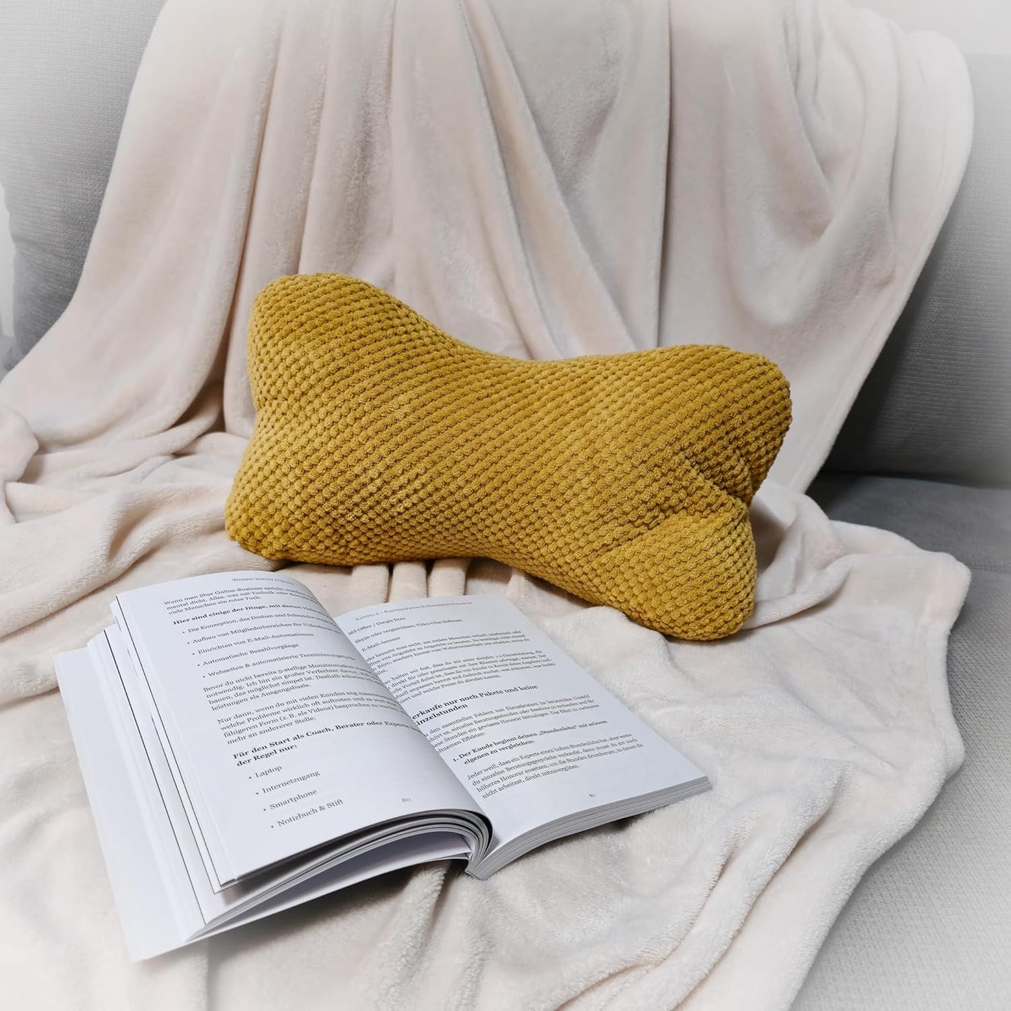 Leseknochen für Bücher & Tablets, Senf