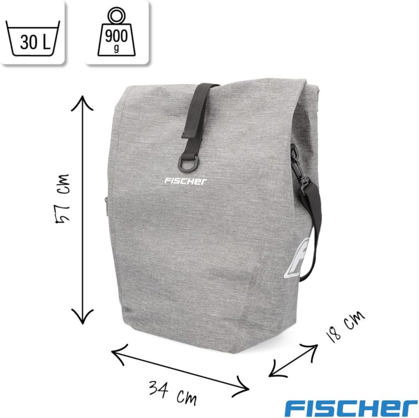 Wasserdichte Gepäckträgertasche Plus Cita, M Grau