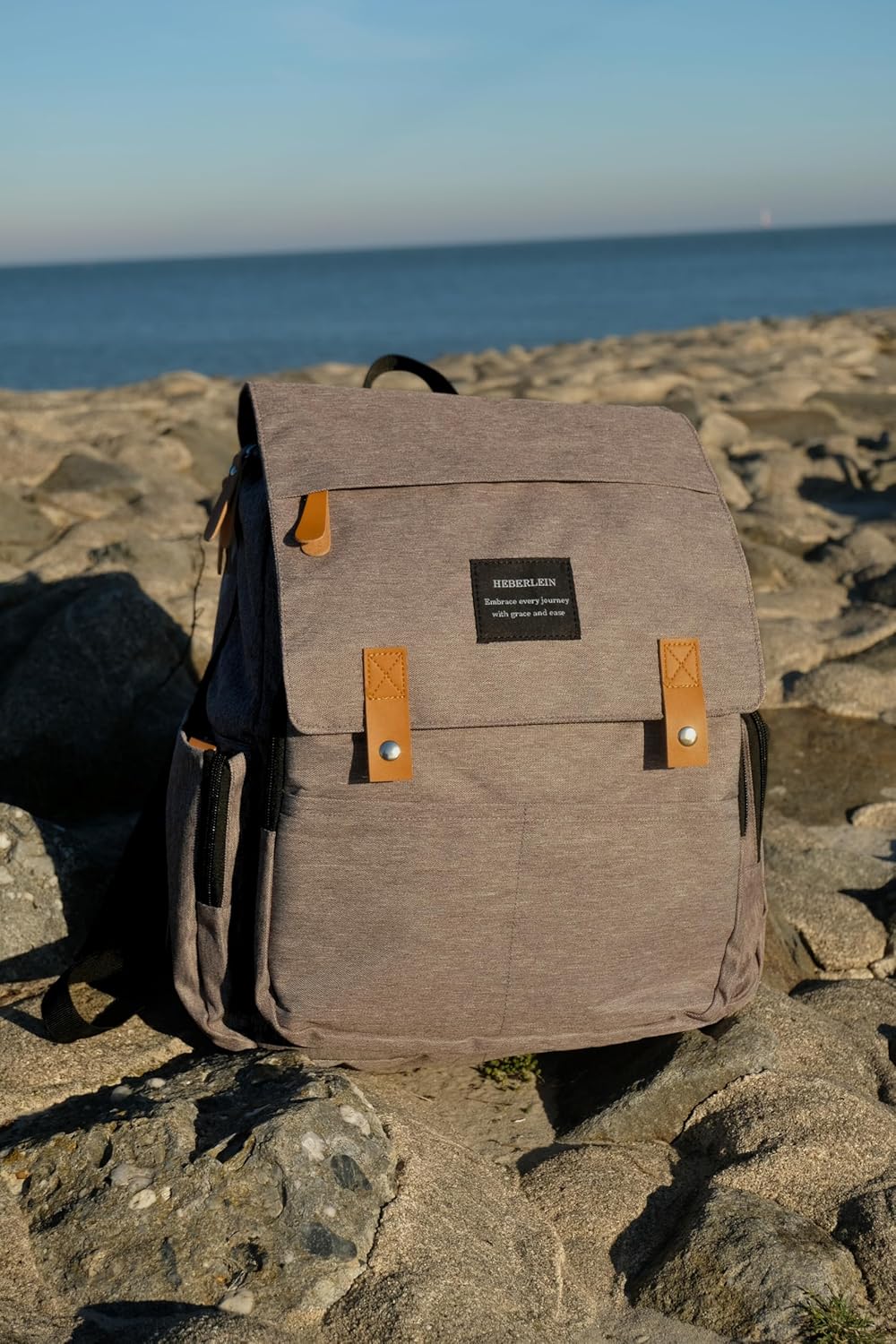 Wickelrucksack mit Wickelauflage & Befestigung, Grau