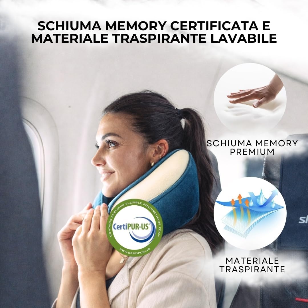 Einstellbares Memory Foam Reisekissen (2 Grössen), Grau L/XL