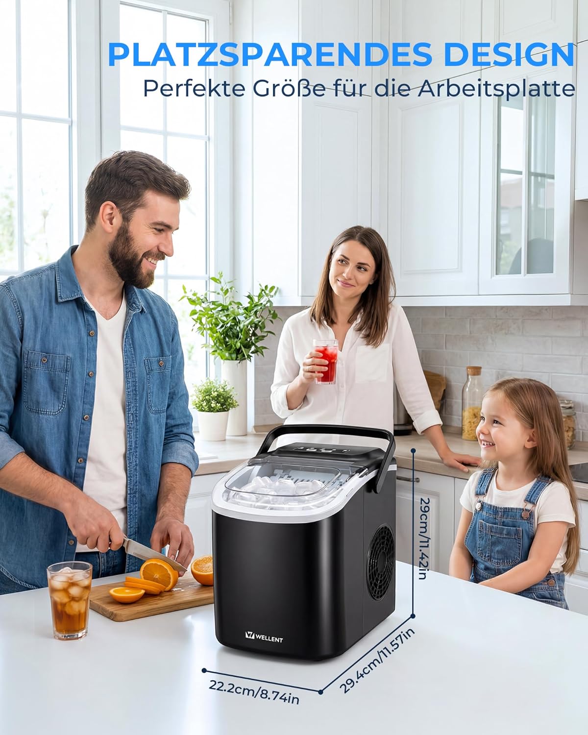 Eiswürfelmaschine mit Selbstreinigung, Schwarz