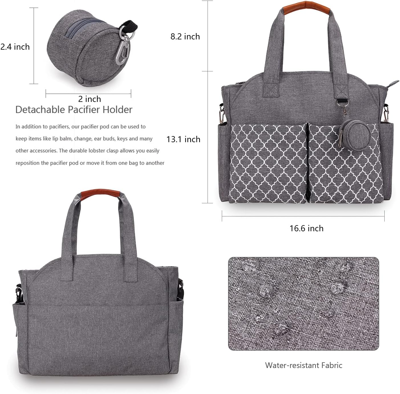 Wickeltasche mit integrierter Wickelstation, Grau