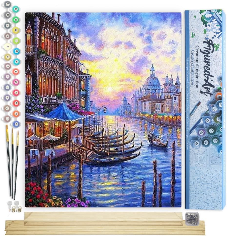 Malen Nach Zahlen Set "Der Grosse Kanal in Venedig" 40x50cm, Der Große Kanal in Venedig 40x50cm Mit Keilrahmen (nicht gespannt)
