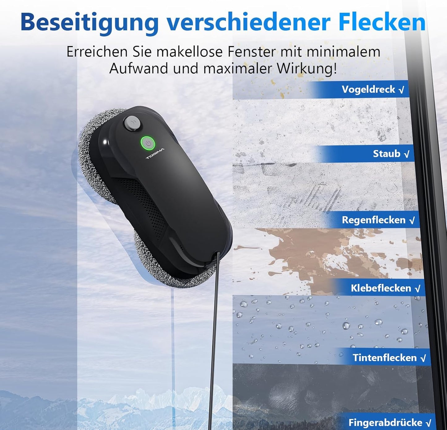 W5 Fensterputzroboter, Schwarz
