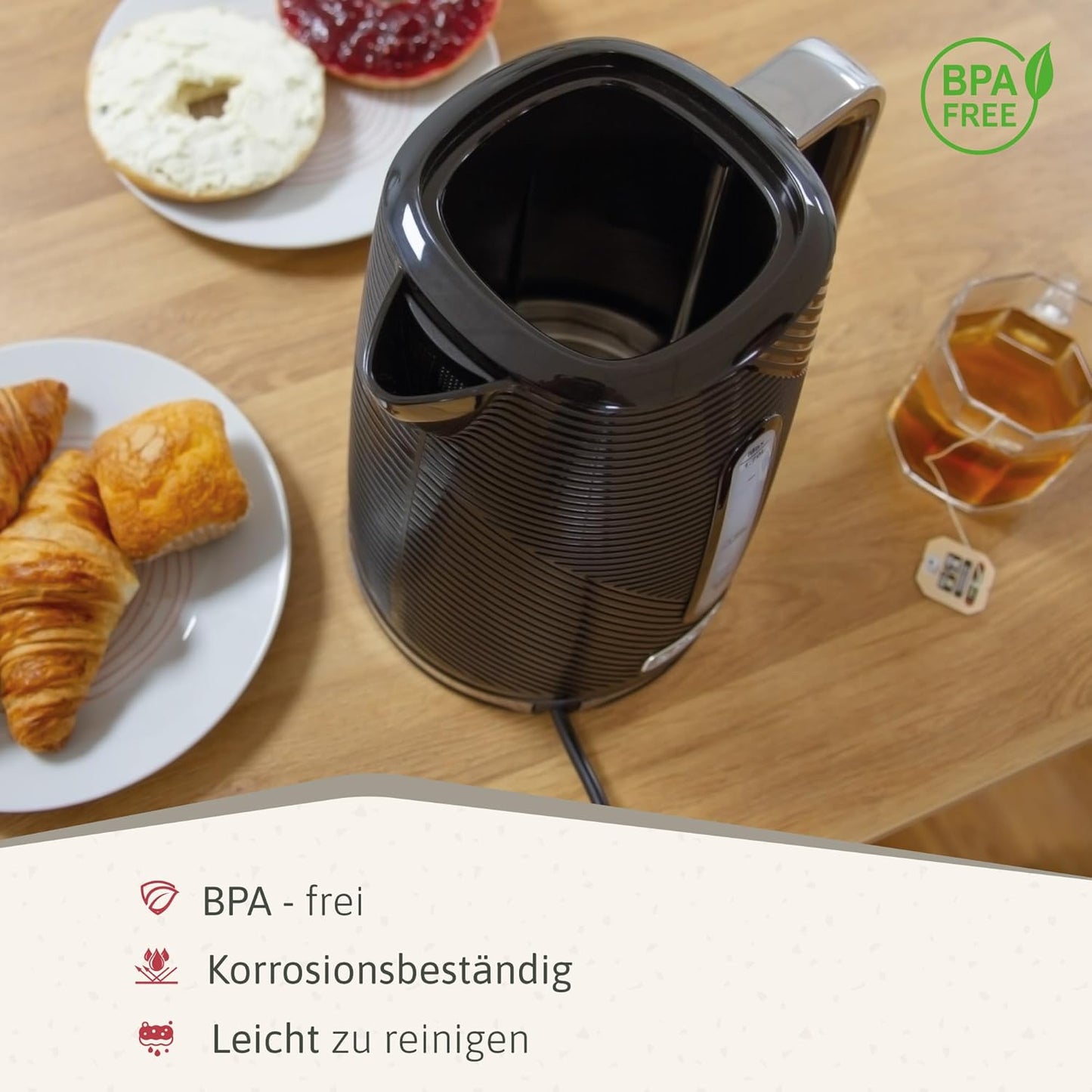 Frühstückspaket Elegance: Toaster & Wasserkocher Set, Schwarz
