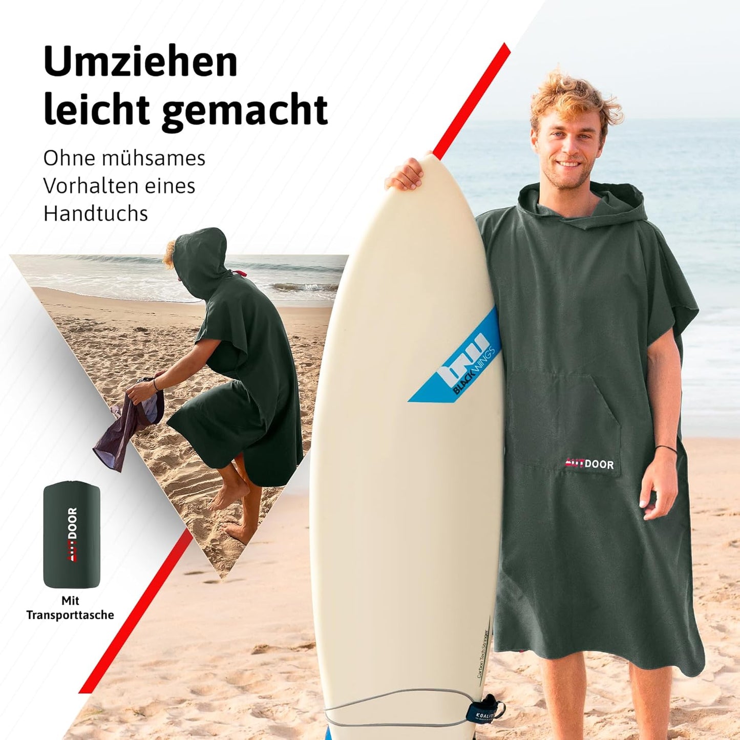 Badeponcho mit Kapuze, Medium Grün
