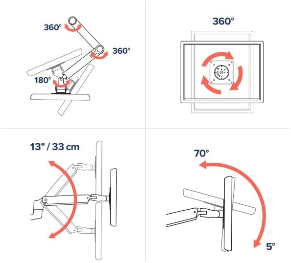 LCD Tisch-Monitorarm für 32 Zoll Displays, Weiß LX Arm Weiß