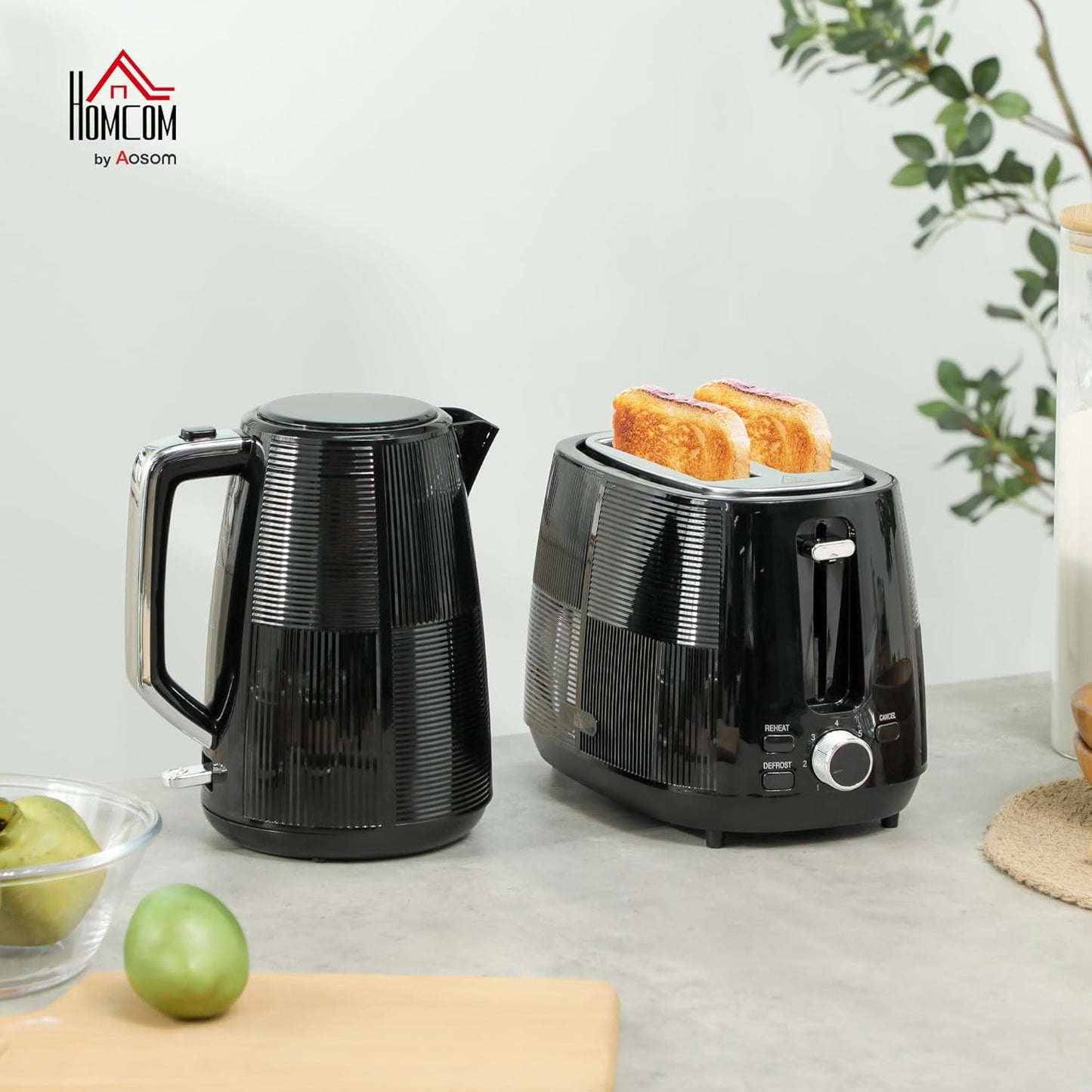 Wasserkocher- und Toaster-Set mit Kalkfilter