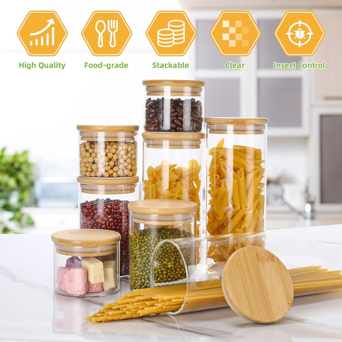 ‎8er Vorratsgläser-Set mit Holzdeckel, 8 Pack - B