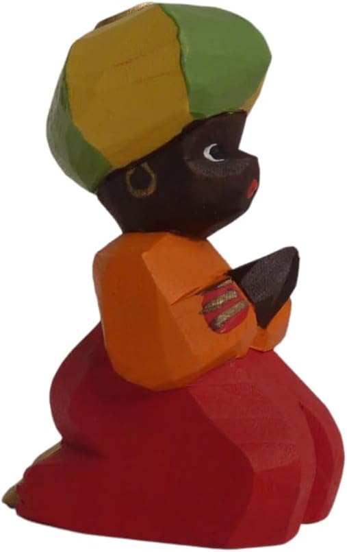 Kniende Krippenfigur mit Beutel