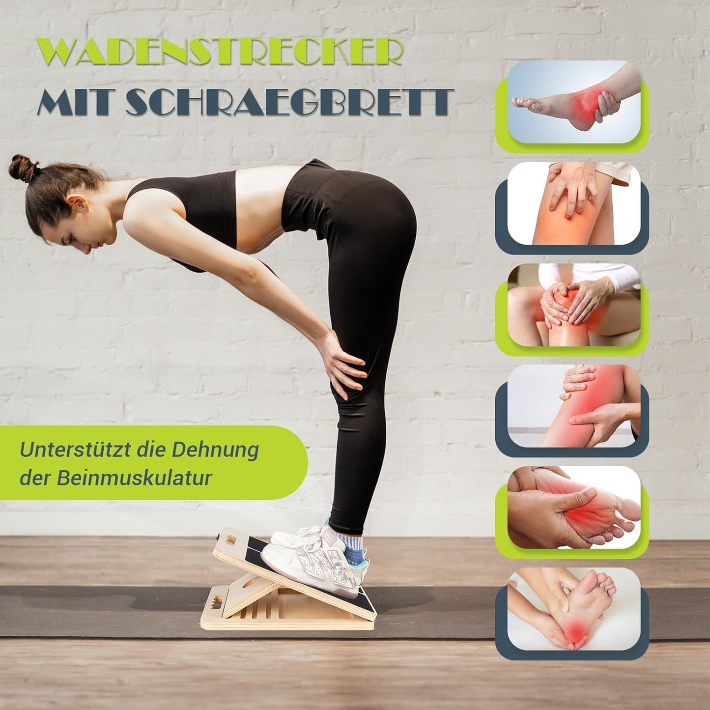 Wadendehner Schrägbrett mit Trainingsposter, Naturholzfarbe