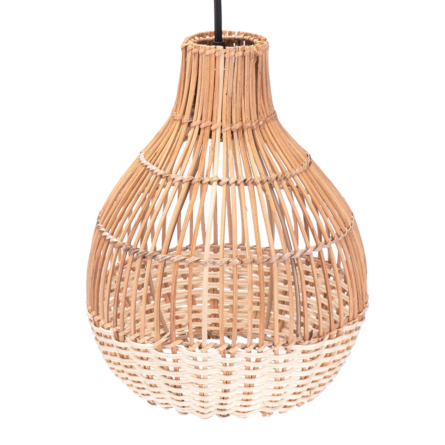 Boho Rattan Lampenschirm für Pendelleuchten E27, 2-farbig Natur