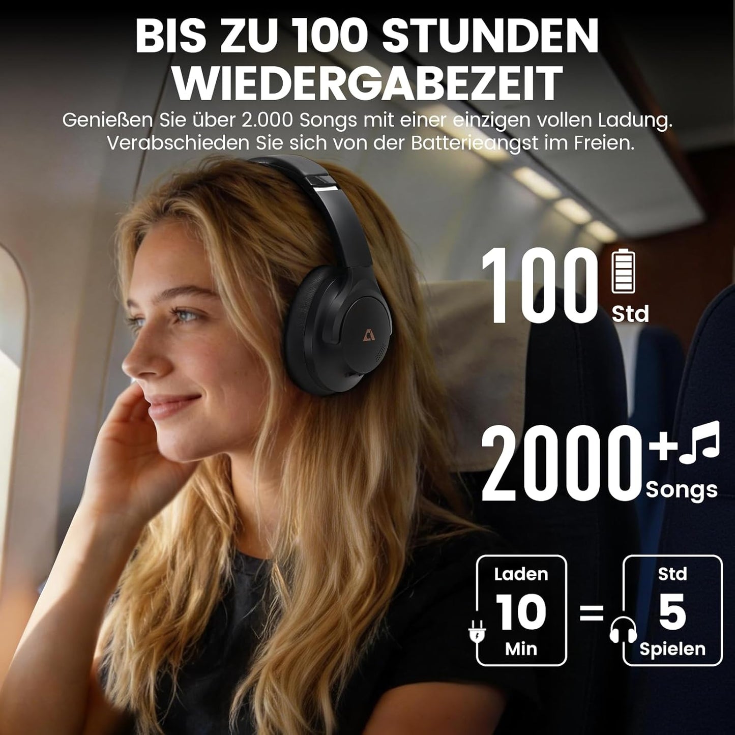 Y8+ Kabellose Over-Ear Kopfhörer, Schwarz
