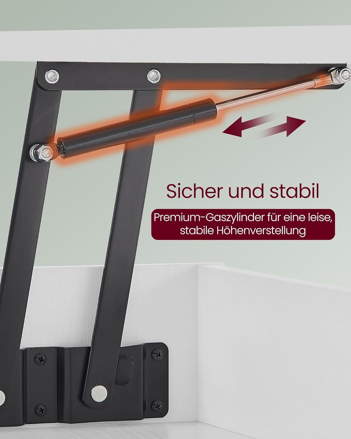Höhenverstellbarer Couchtisch mit Stauraum, Schneeweiss + Mattweiss