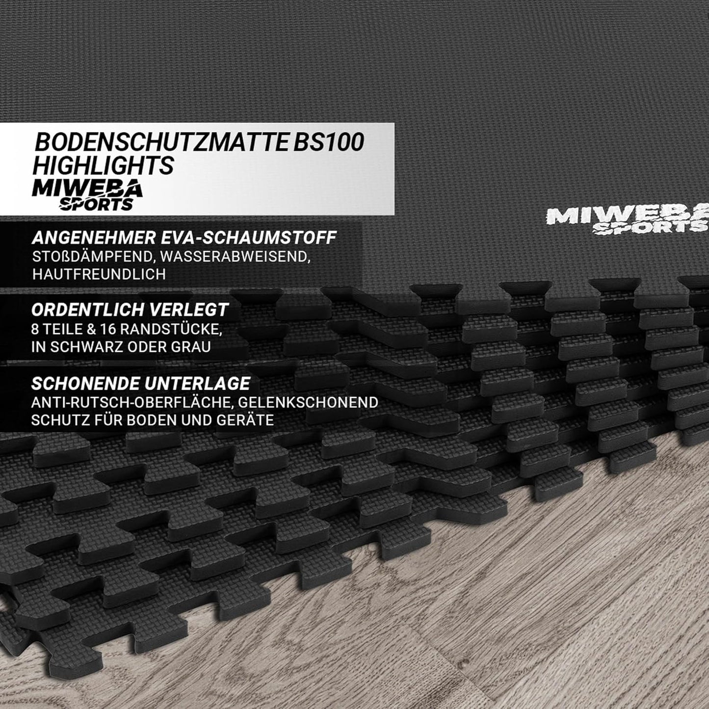 Bodenschutz- und Fitnessmatten-Set (8-teilig), Bs100 Anthrazit