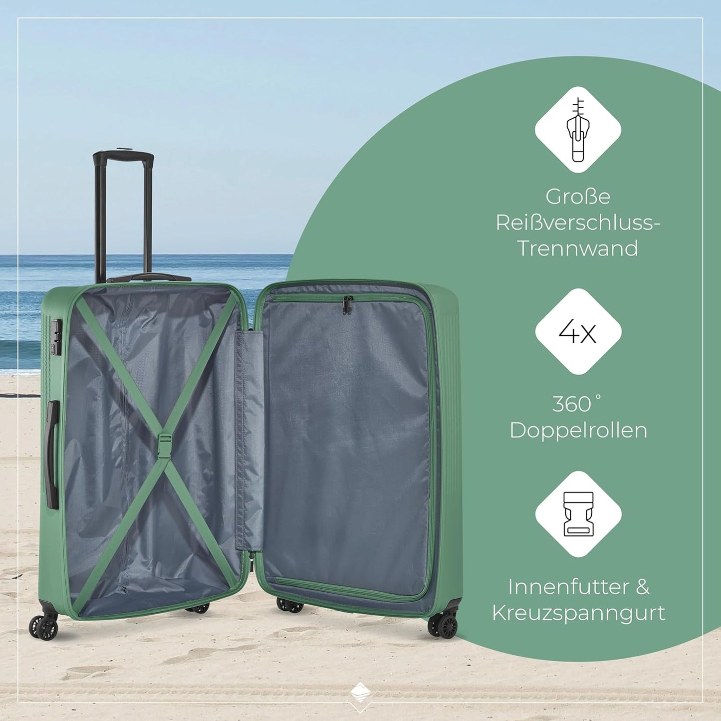 Bali, Grün Trolley Größe L (77 cm)
