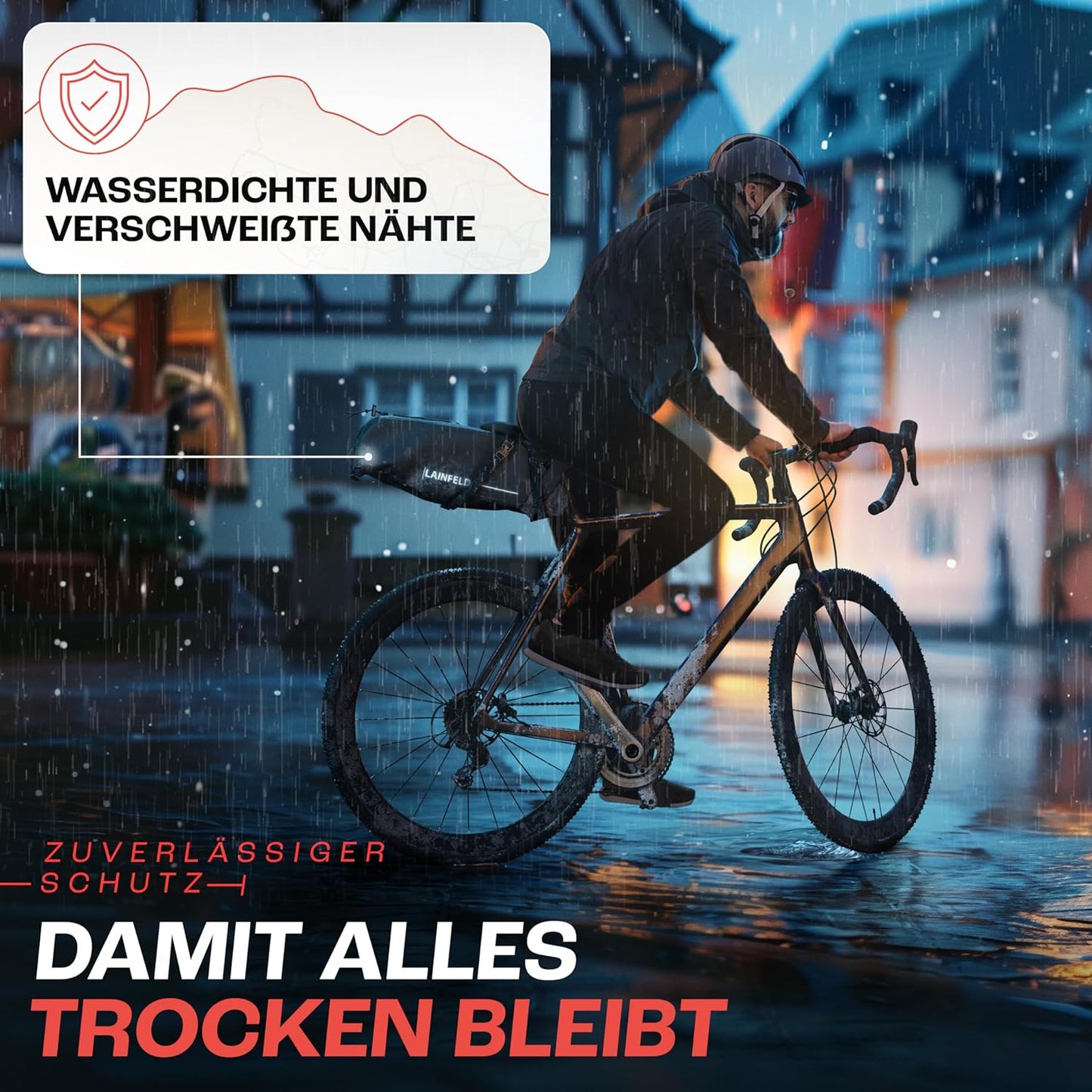 Wasserdichte Satteltasche, Schwarz
