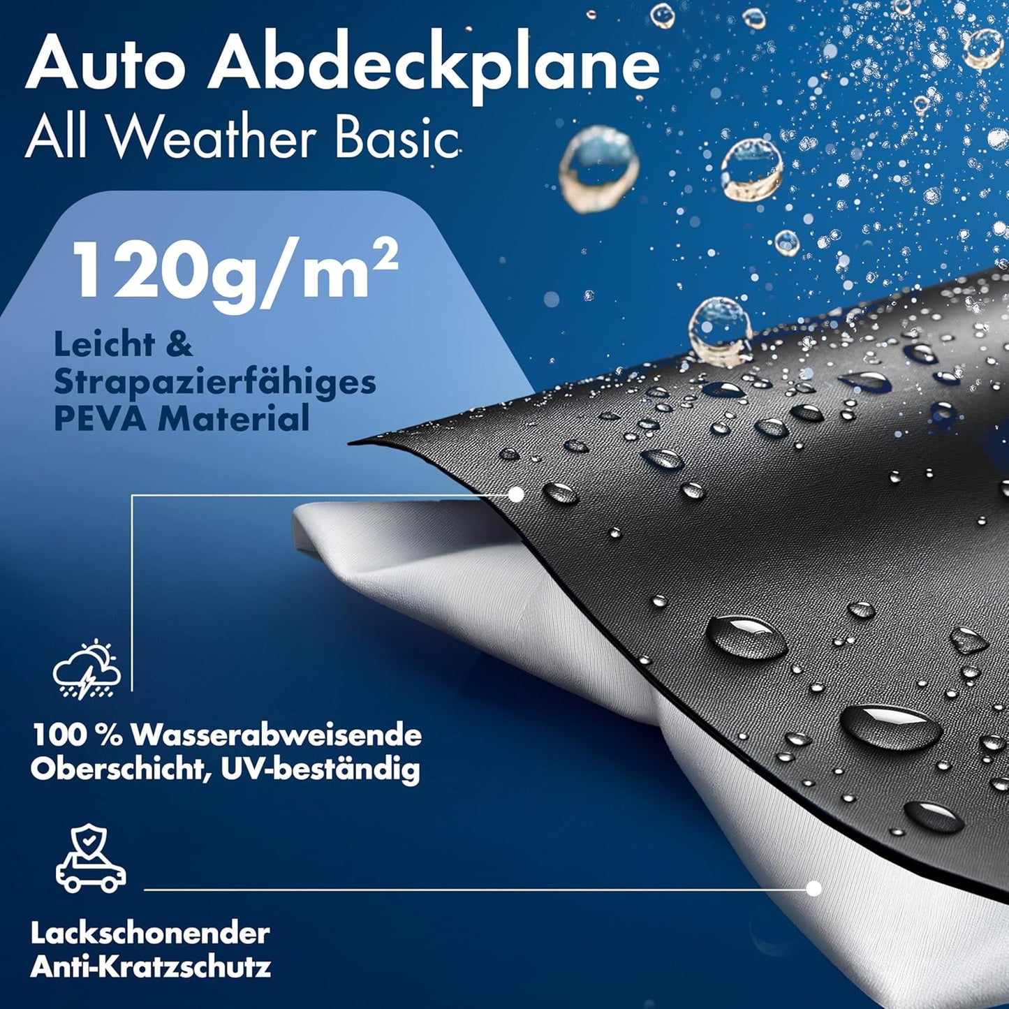 Autoabdeckung Vollgarage Allwetter Grösse 2, bis 482 cm, Grösse 2: PKW 430 - max. 482 cm Länge Schwarz