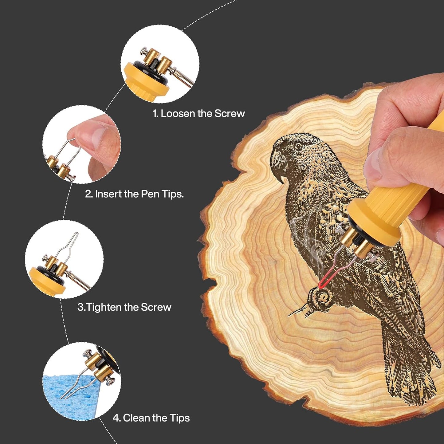 Pyrographie-Holzbrenner mit LCD und 20 Spitzen, 2