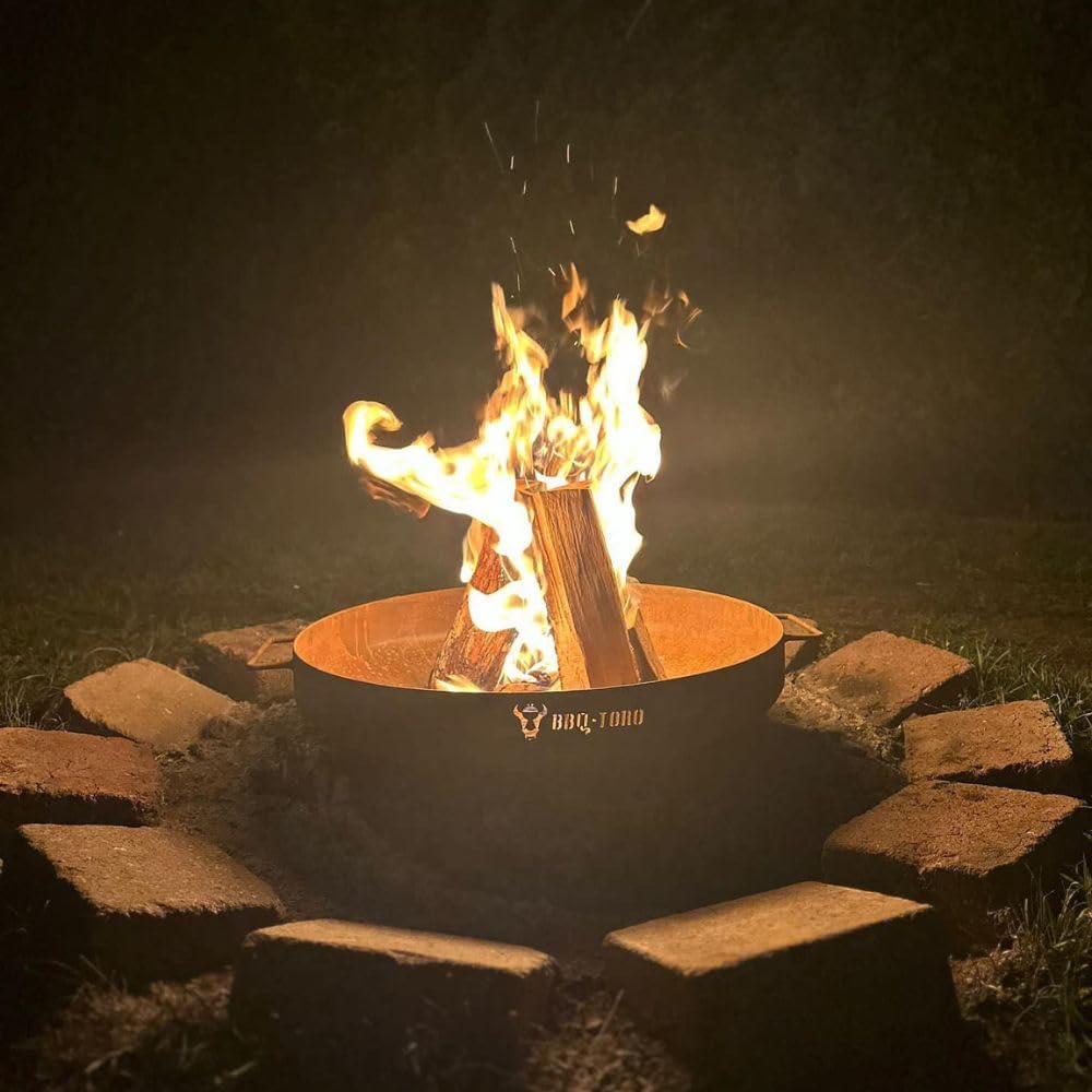 Feuerschale mit Standbeinen und Griffen, Ø 60 cm Rostoptik