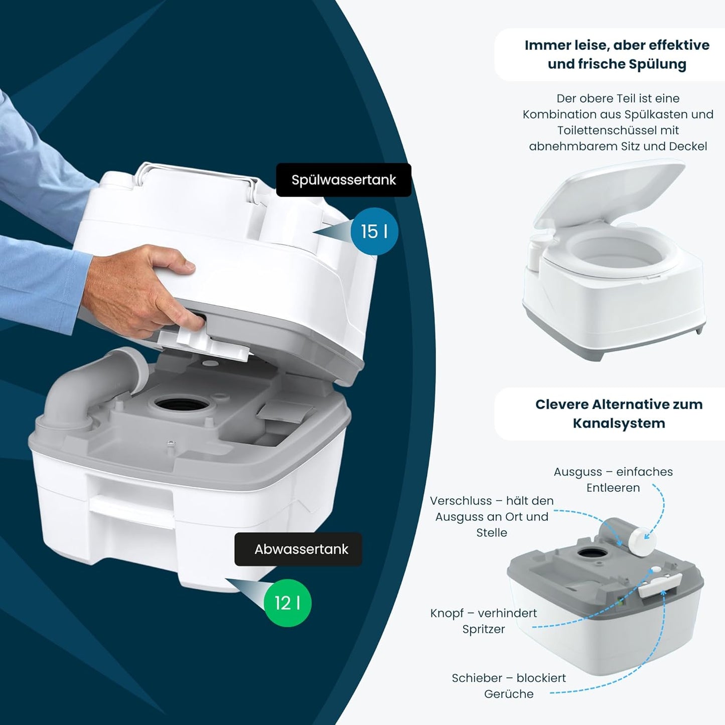 Tragbare Campingtoilette Porta Potti 165, Porta Potti 165 Single