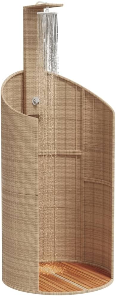 Outdoor Gartendusche mit Lattenboden, Beige