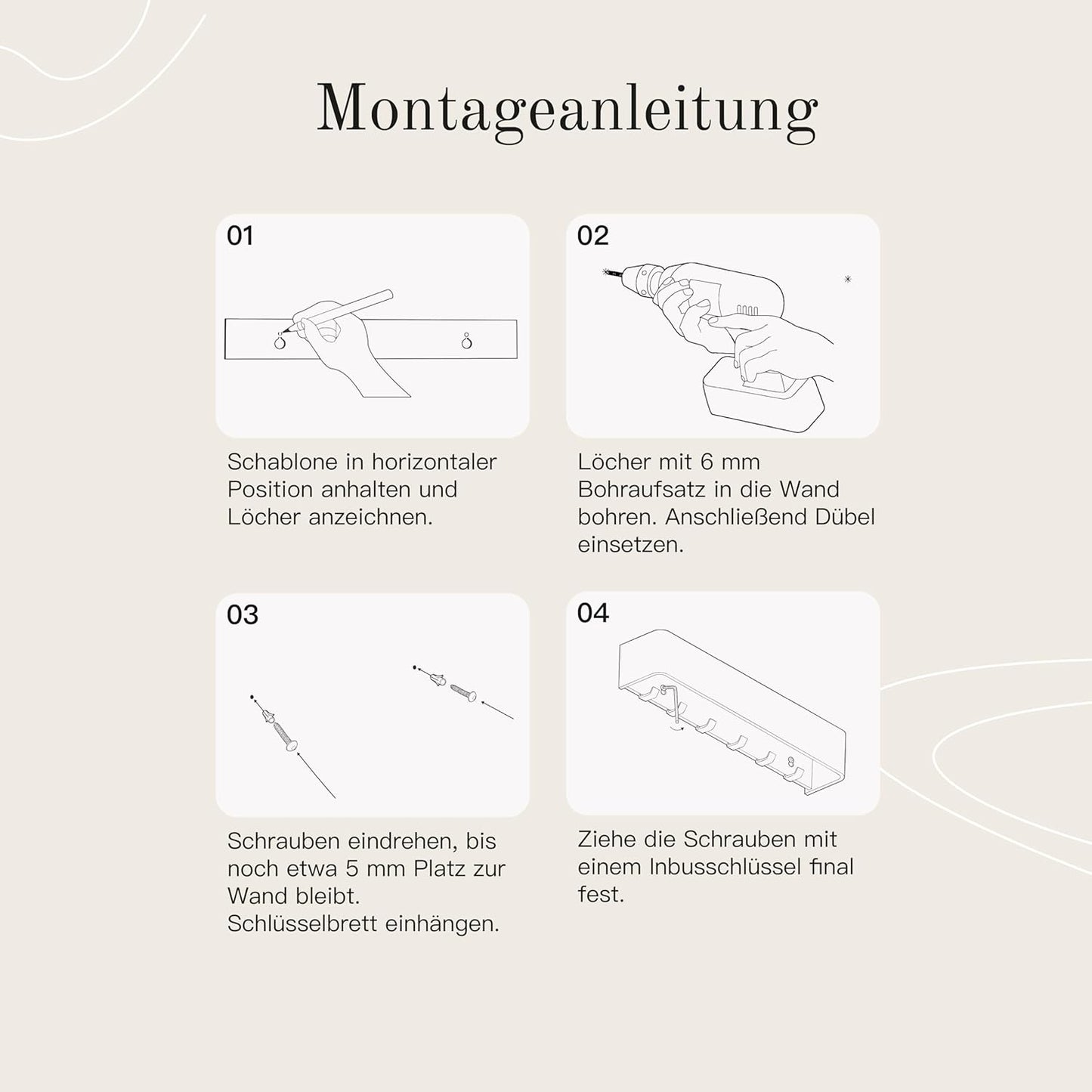 Schlüsselbrett mit Ablage, Weiß
