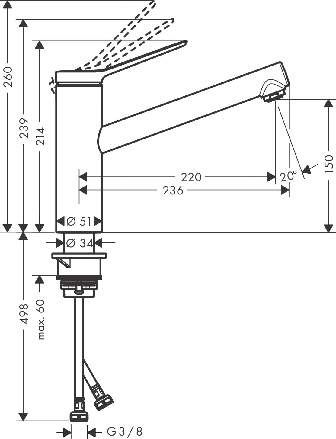 Küchenarmatur Zesis M33, Chrom Auslaufhöhe 150mm / 1 Strahlart wasser-und energiesparend