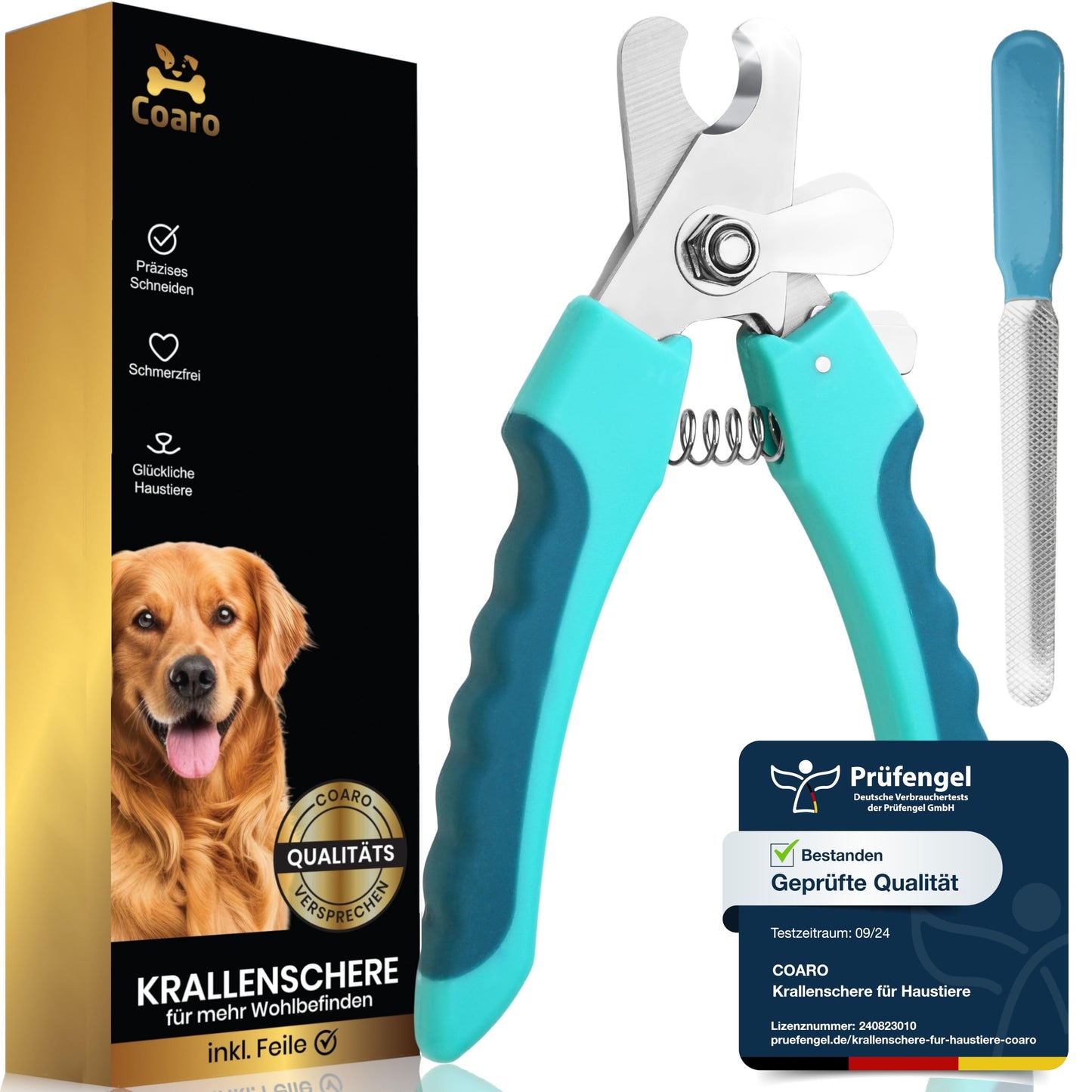 Krallenschere mit Stopper und Feile, L