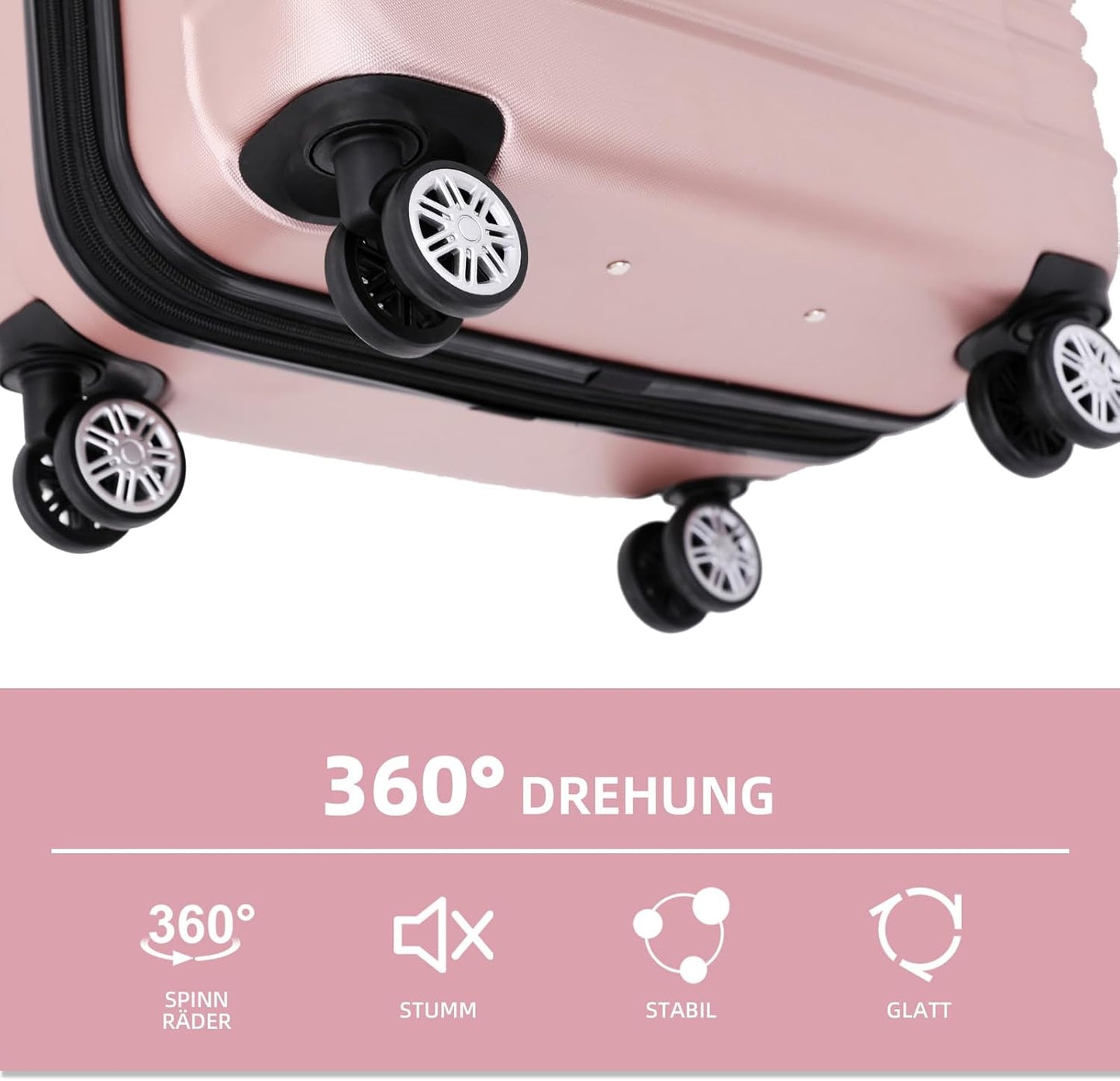 2088 Zwillingsrollen Reisekoffer, erweiterbar, Rosagold XL