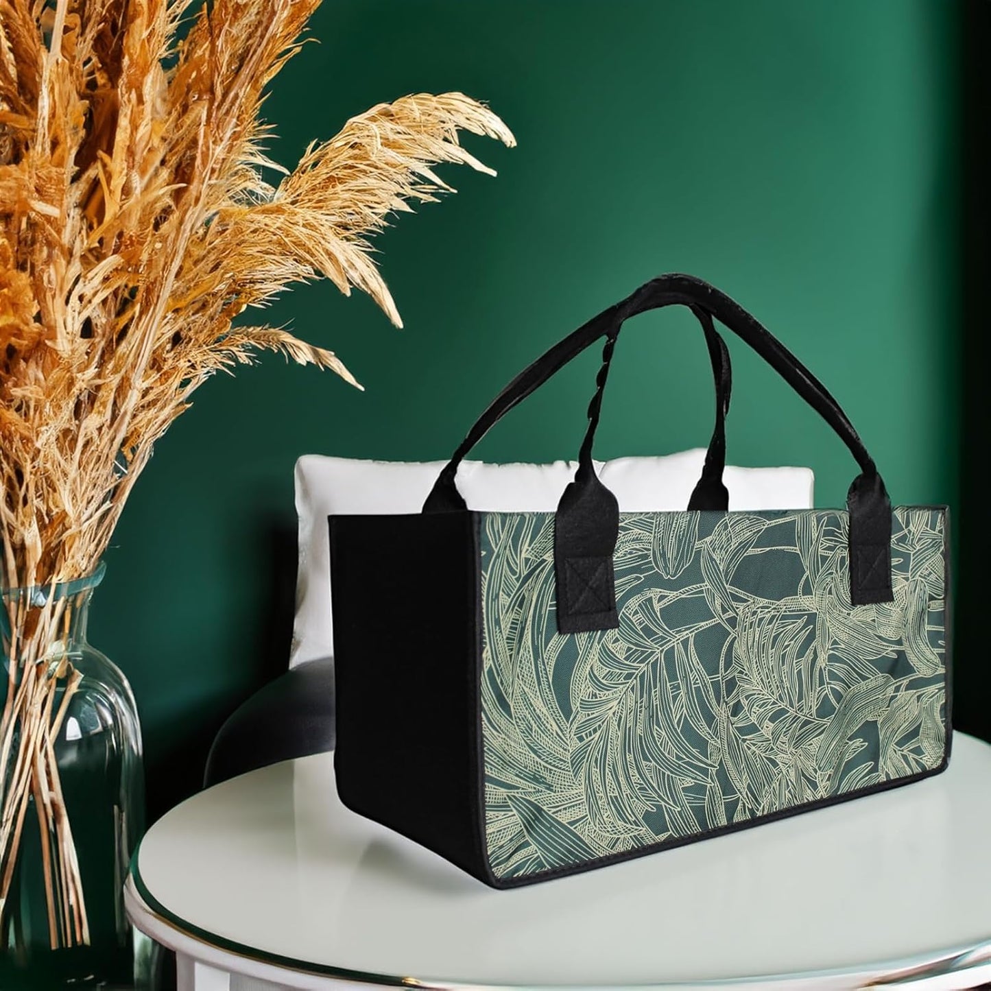 2-teiliges Filztaschen Set, Blume - Grün