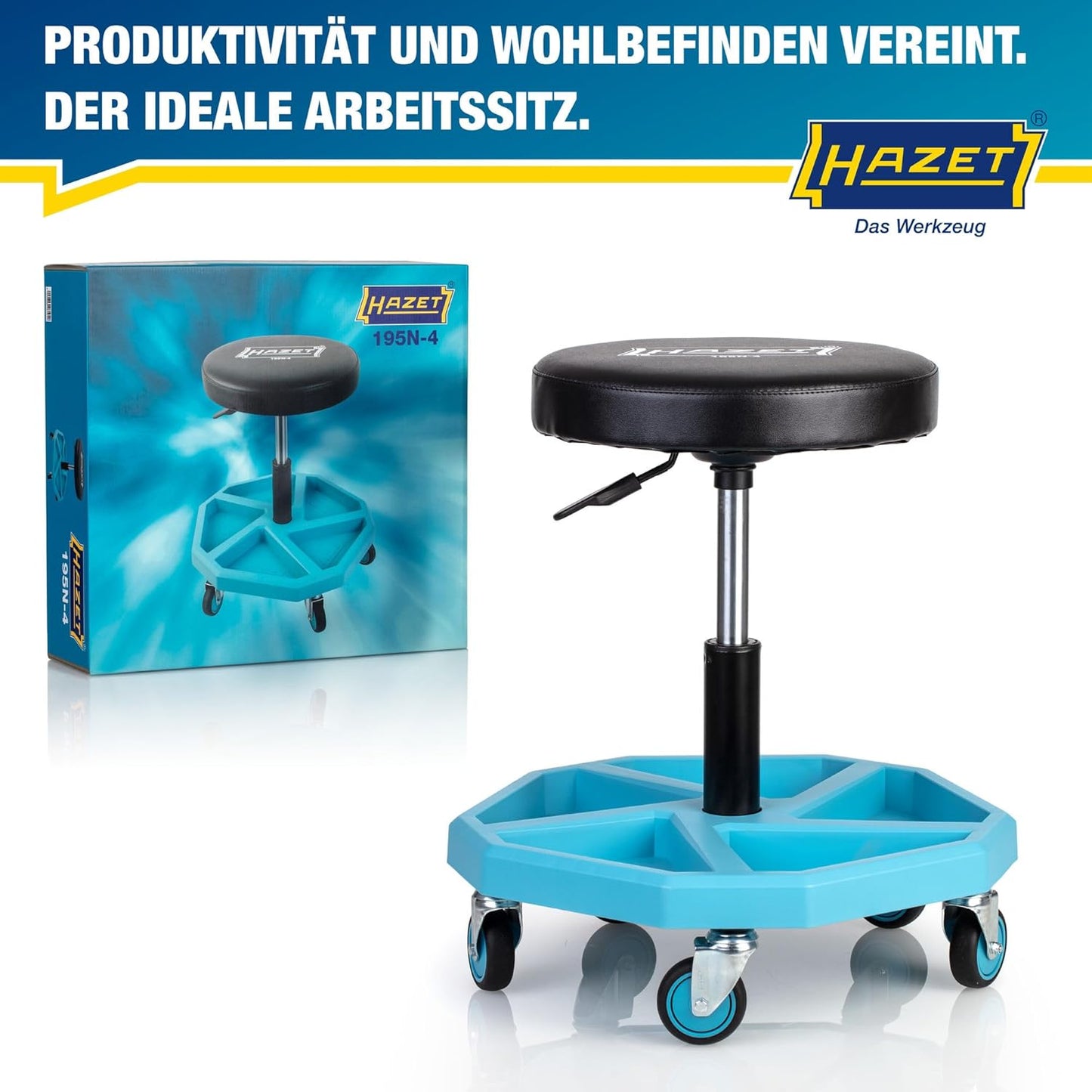 Höhenverstellbarer Arbeitssitz 195N-4 mit 5 Rollen, Neue Version