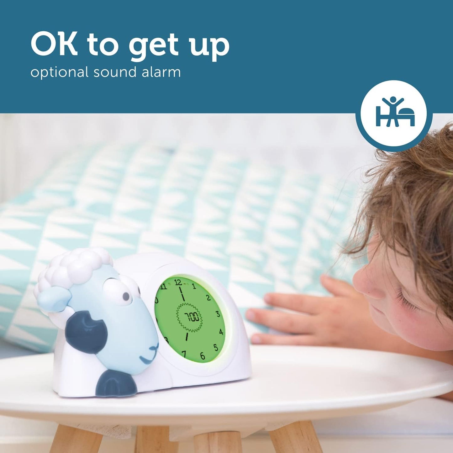 Sam The Lamb Schlafcoach Uhr und Nachtlicht für Kinder, Blau