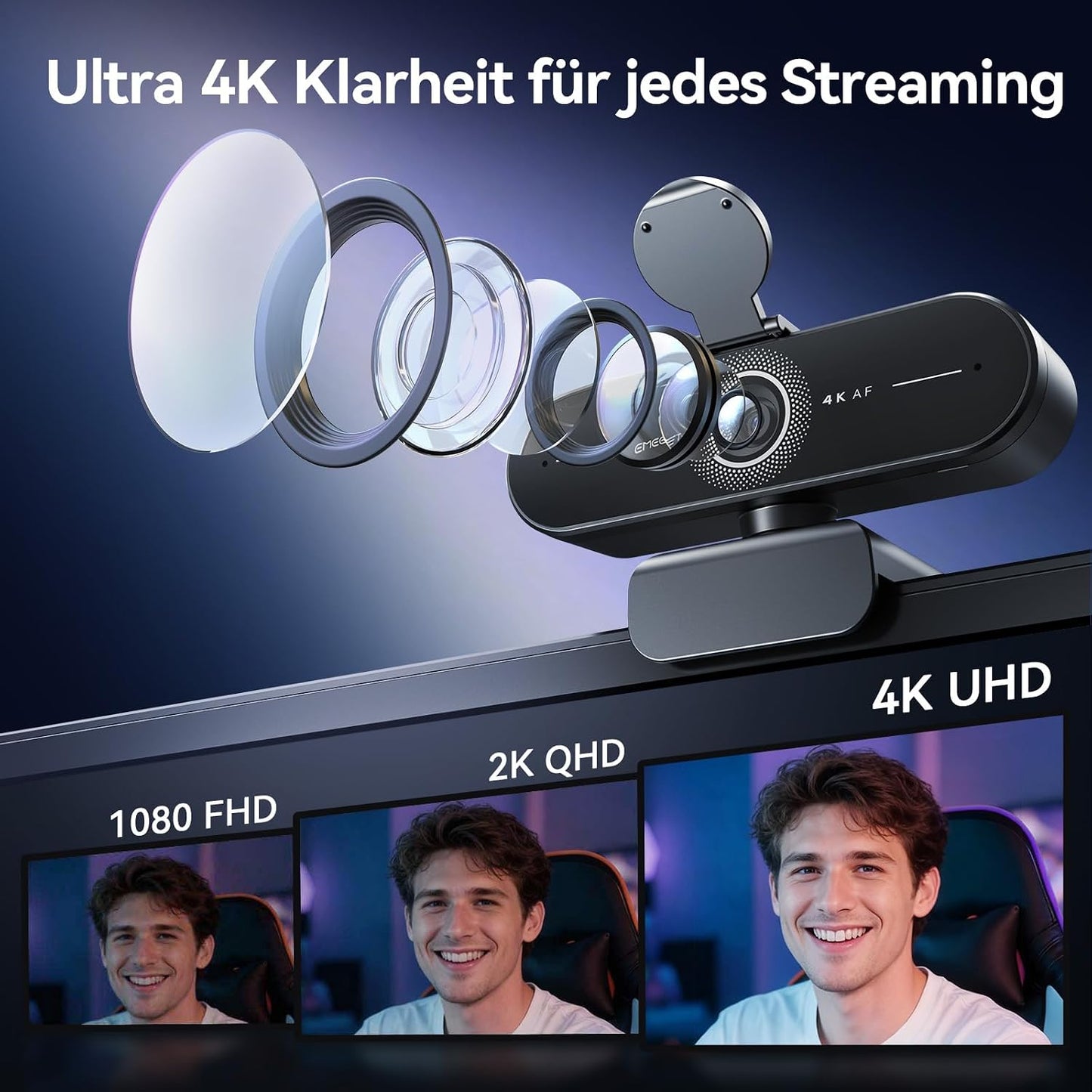 C60E 4K Webcam mit Autofokus & Dual-Mikrofonen, C60E Single