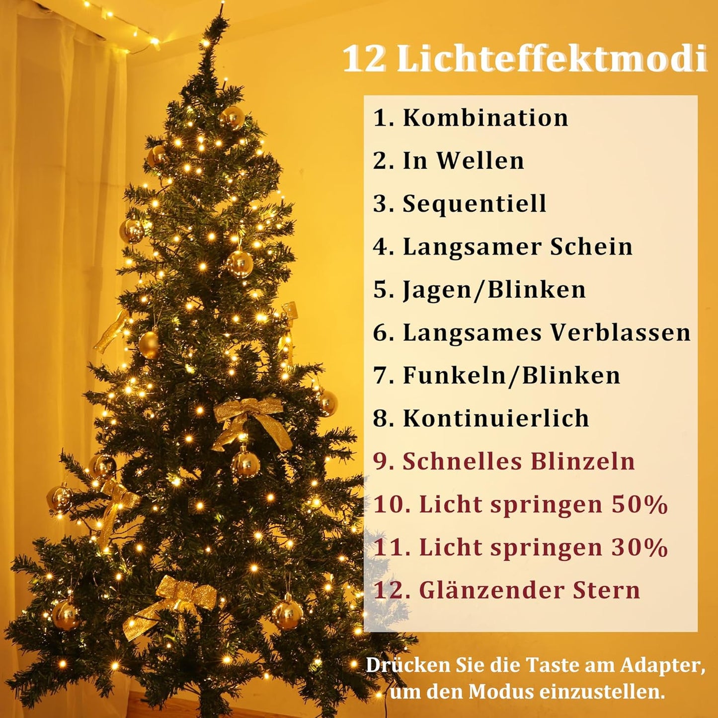 LED Lichterkette mit Timer und 12 Modi (400 LEDs), 400 LEDs, Warmweiss