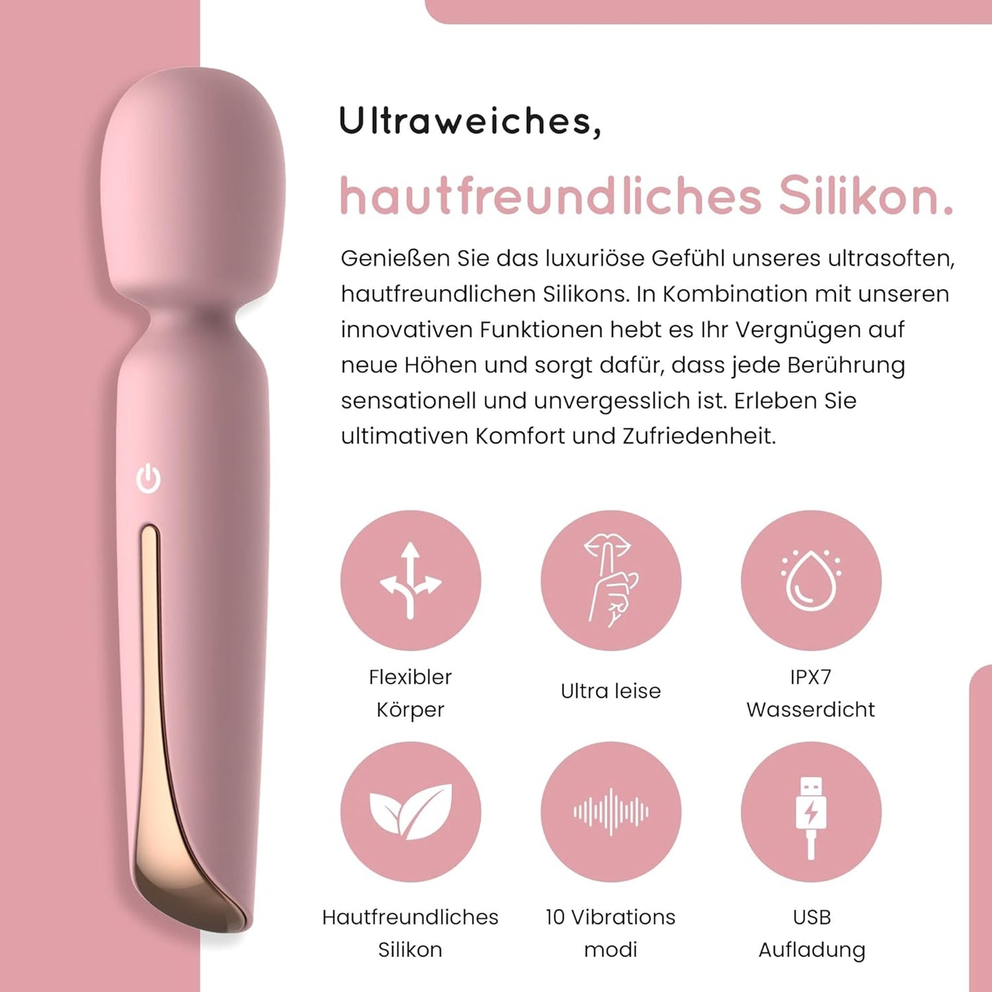 Starker Klitoris-Stimulator Massagestab für Frauen, Pink