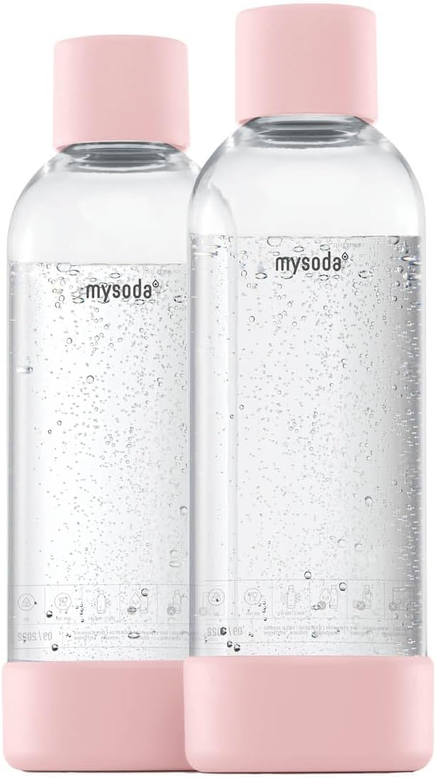 Wasserflasche für Mysoda, Wassermaxx, Aqvia, Drinkmate und Levivo Wassersprudler (2 Stück), Rosa 1000 ml