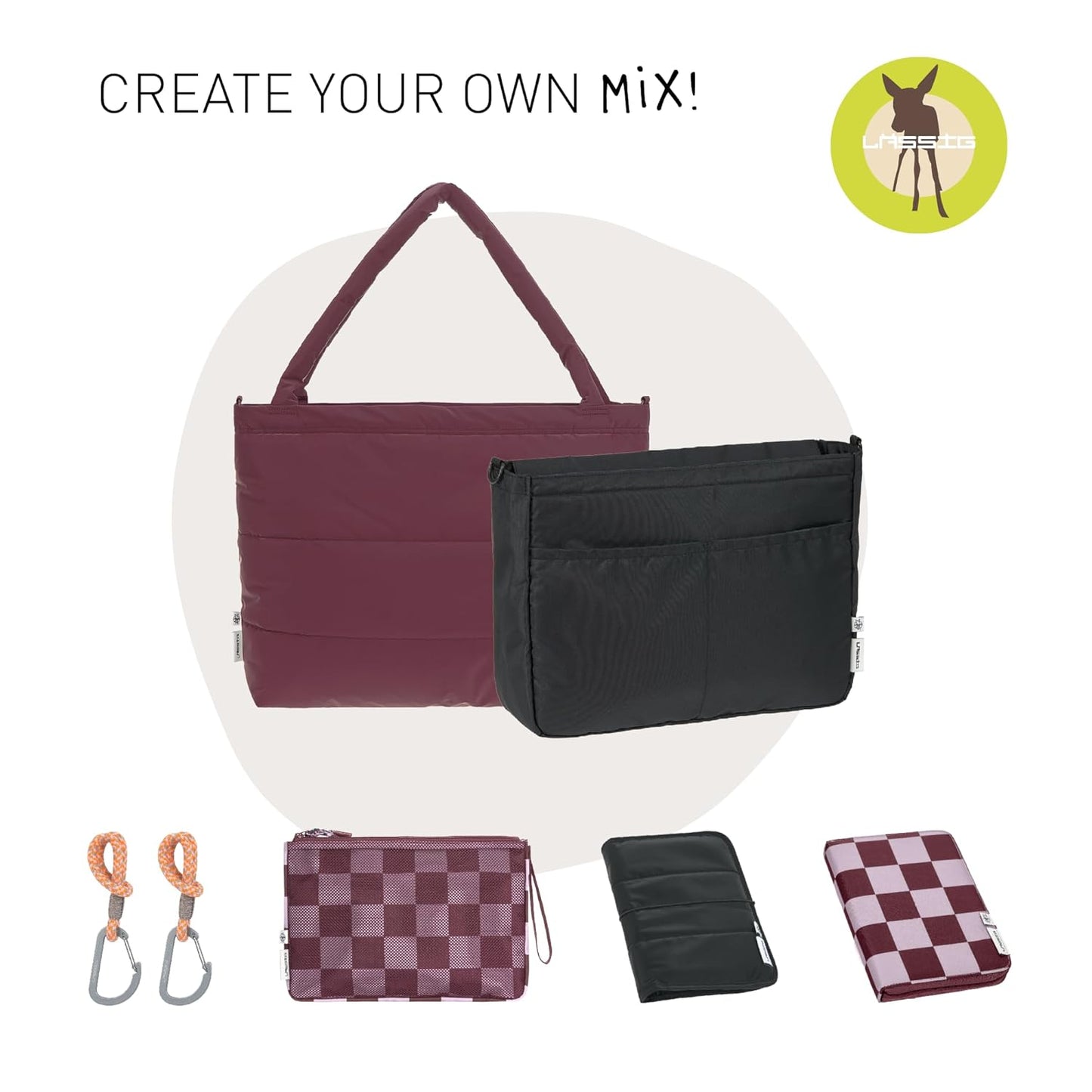 Wickeltasche mit Kinderwagenbefestigung, Dunkelrot