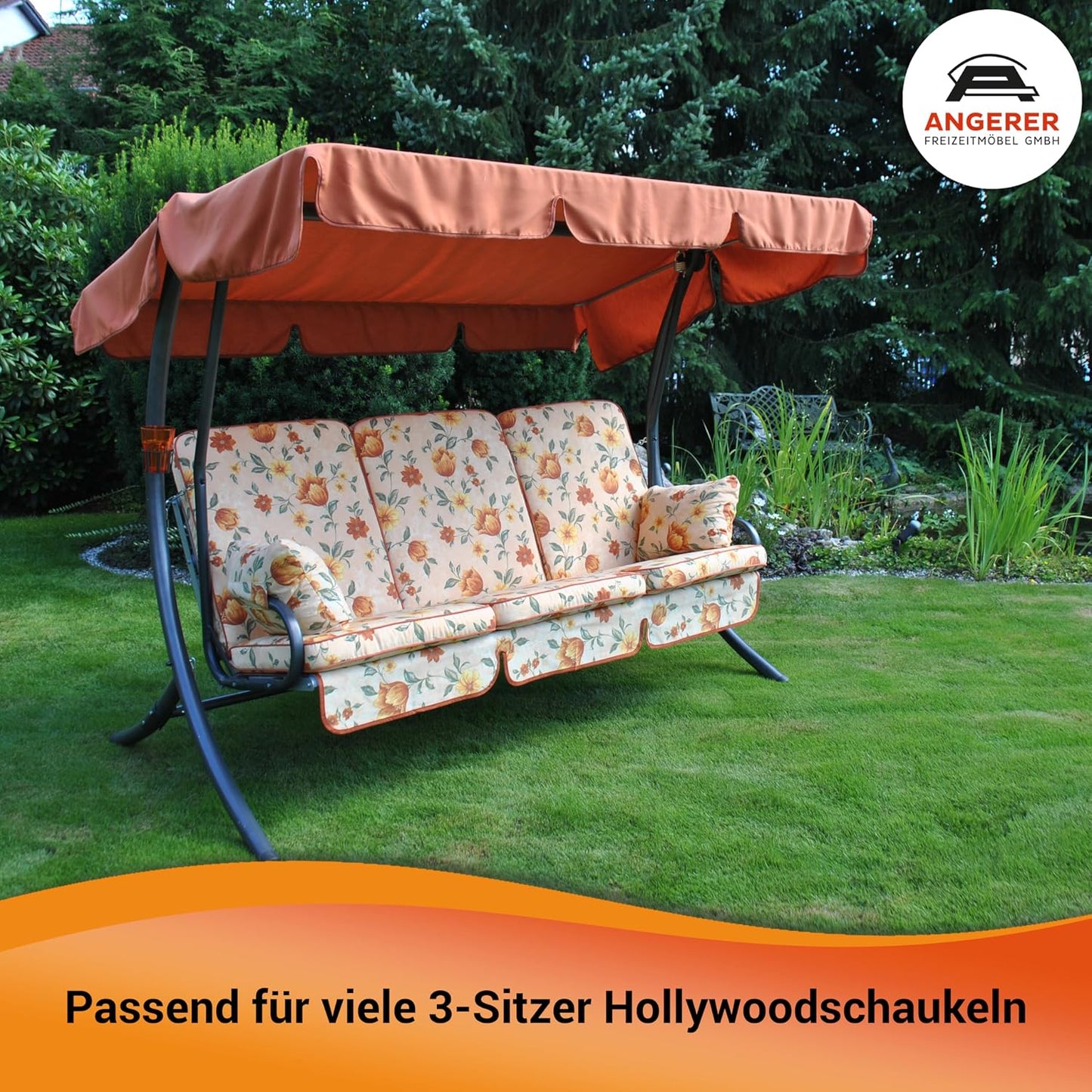 Hollywoodschaukel-Auflage für 3-Sitzer, Grün-beige Gemustert