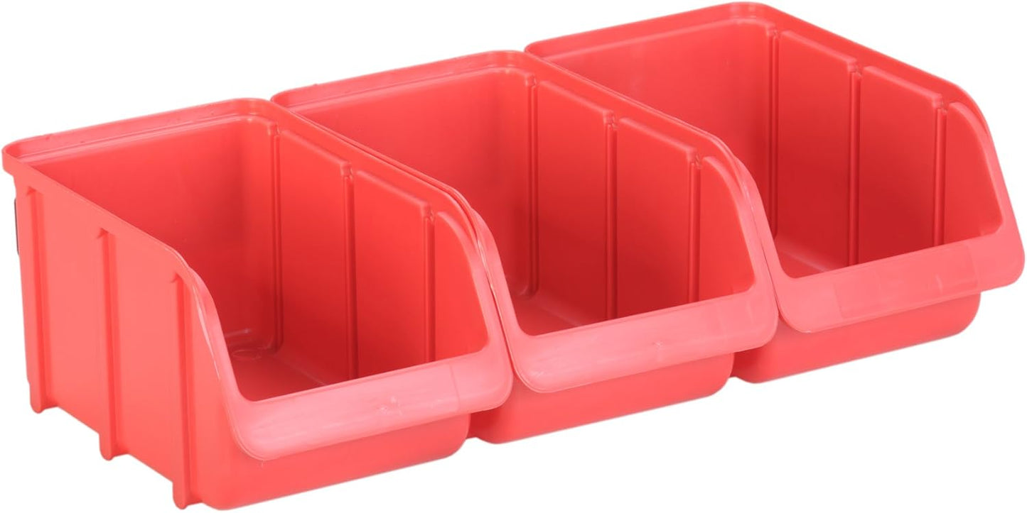 4-teiliges Sichtboxen-Set mit Wandhalterung, Rot 3 x Grösse 3