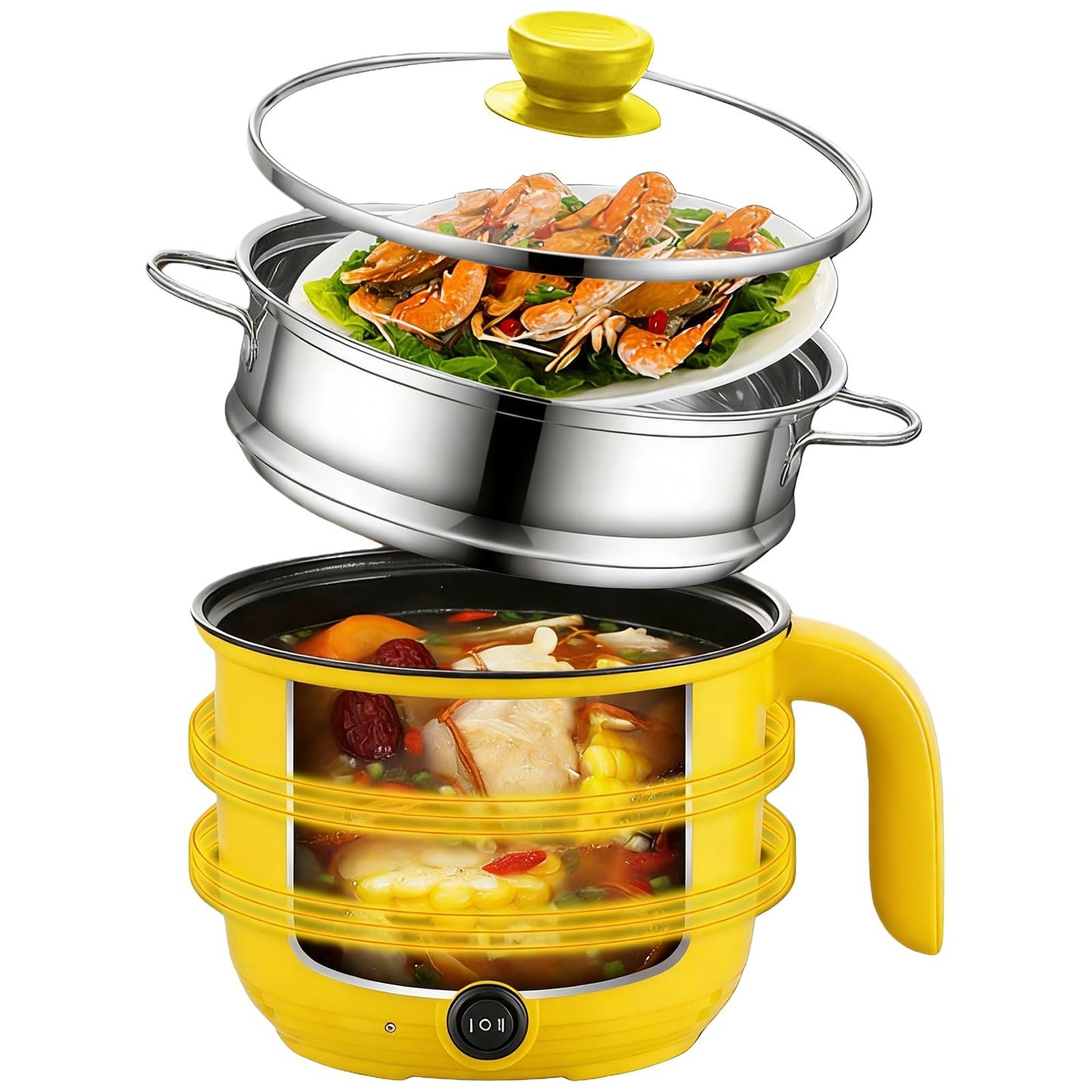 Hot Pot mit Dampfgarer Mini-Multikocher