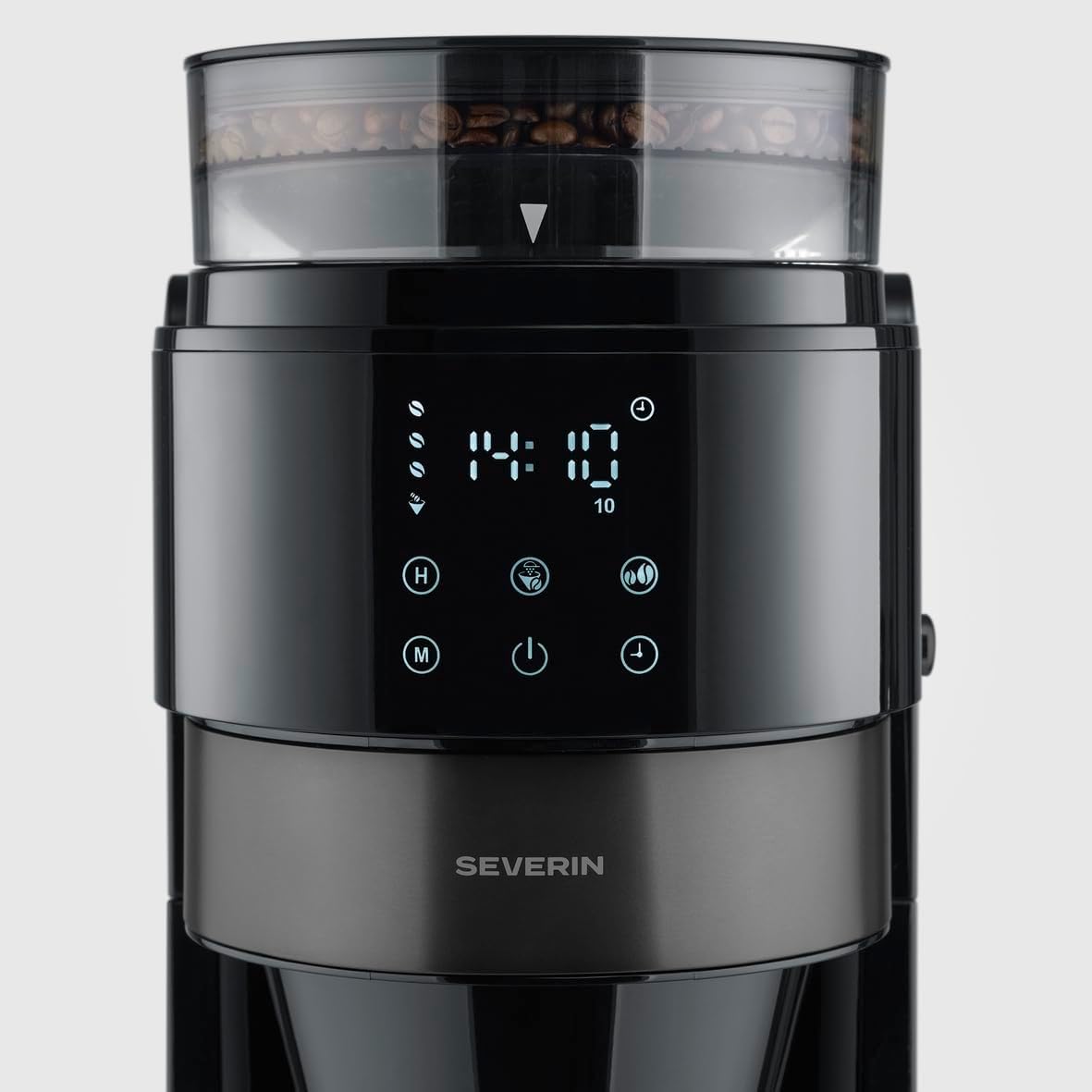 KA 4830 mit Mahlwerk und Glaskanne, 10 Tassen (Glaskanne) Dark Inox, Schwarz