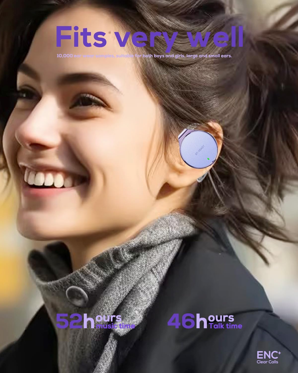 Bluetooth On-Ear Kopfhörer mit Geräuschunterdrückung, Flieder